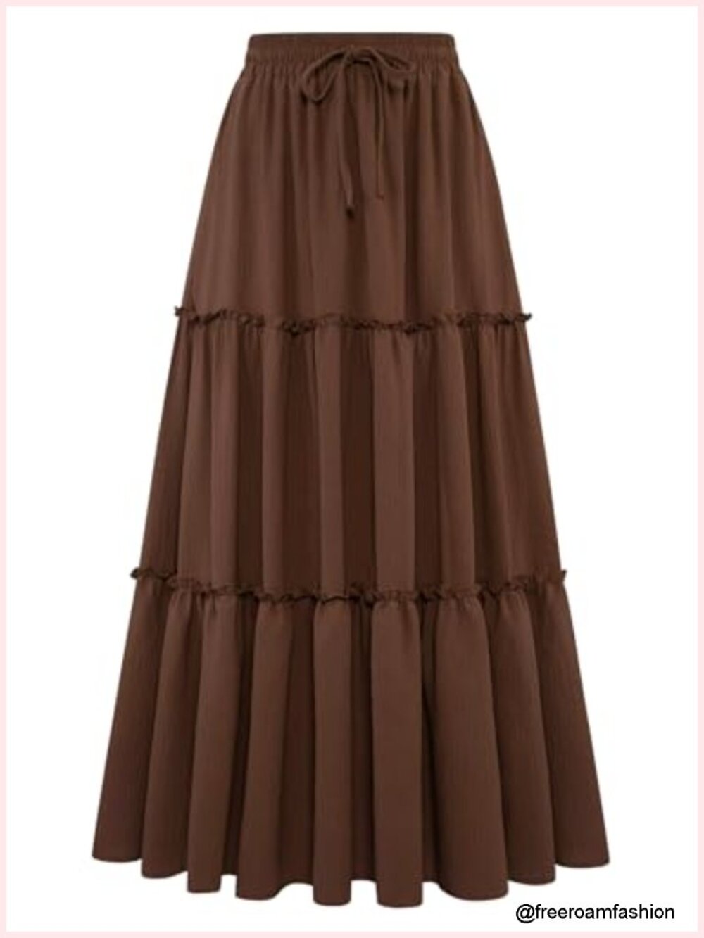 High Waist Flowy Maxi Skirt with Pockets Tiered Ruffle Boho Long Skirt